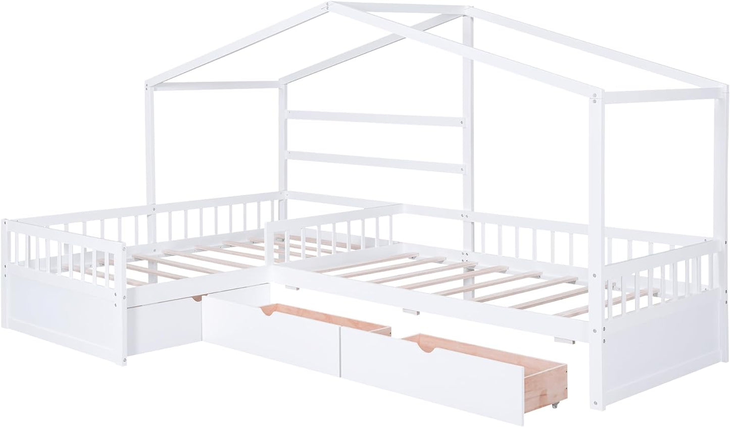 Ъглово легло къщичка Монтесори YGL02