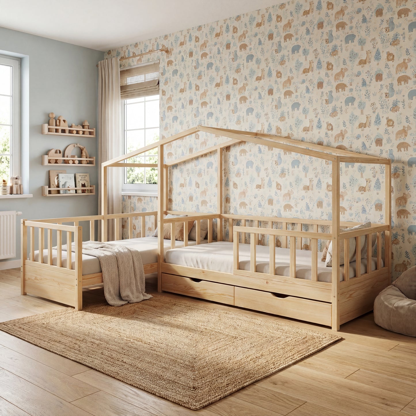 Ъглово легло къщичка Монтесори YGL02